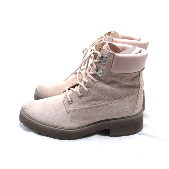 Timberland Boots Women’s Size 8 Pink Carnaby Suede Ankle A2819 - Picture 3 of 7